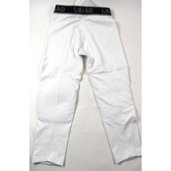 LEAO Youth Boys White Compression Leggins Performance Athletic Sports Medium - Picture 4 of 5